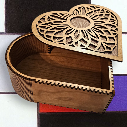 Mandala Flower Heart Trinket Box