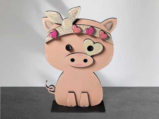 Valentine's Day Animal Shelf Sitter - Pig